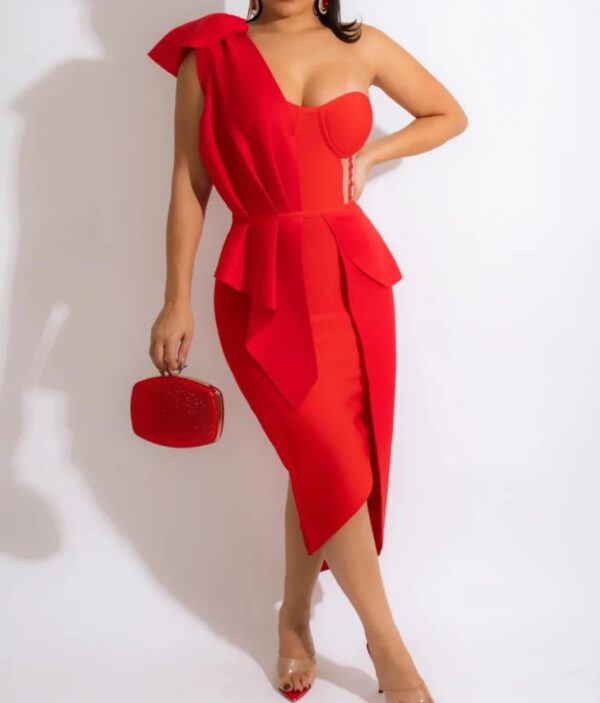 Azariah Women Sexy Solid Shoulder Party Dress - Image 2