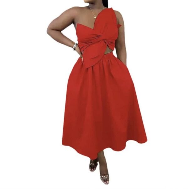 Ola Sexy One Shoulder Petal Hollow Dress - Image 6
