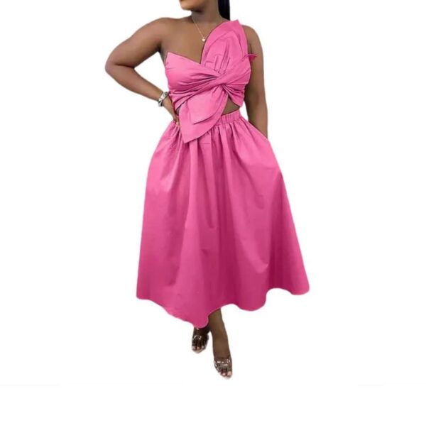 Ola Sexy One Shoulder Petal Hollow Dress - Image 2