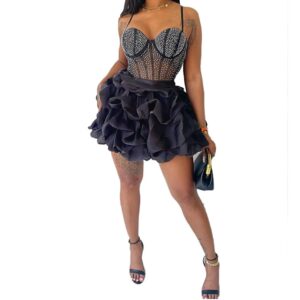 Sade Sexy Rhinestone Sling Tutu Dress
