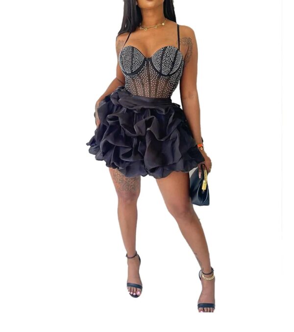 Sade Sexy Rhinestone Sling Tutu Dress