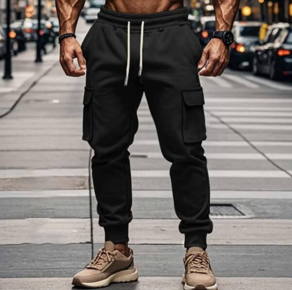 Men Winter Fashion Casual Drawstring Cargo Pants - Image 5