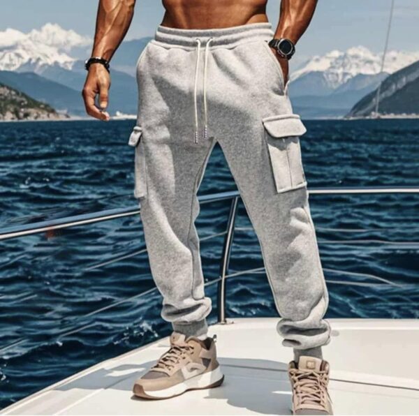 Men Winter Fashion Casual Drawstring Cargo Pants - Image 3