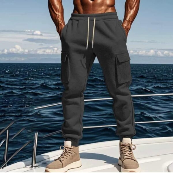 Men Winter Fashion Casual Drawstring Cargo Pants - Image 2