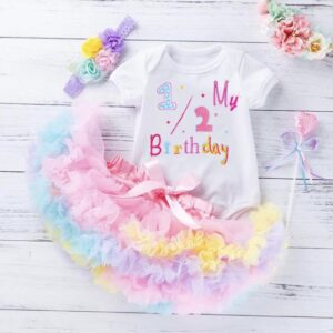 Baby Girl Birthday Rainbow Tutu Skirt Set