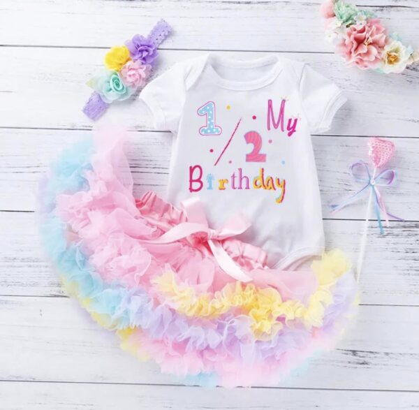 Baby Girl Birthday Rainbow Tutu Skirt Set