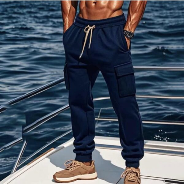 Men Winter Fashion Casual Drawstring Cargo Pants - Image 4