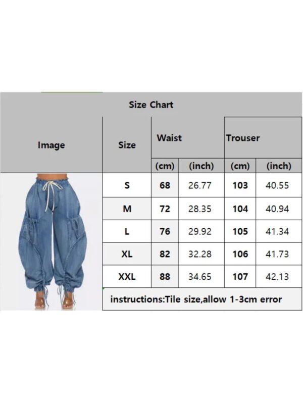 Women Fashion Casual Bow Drawstring Lace Denim Jogger Pants - Image 7