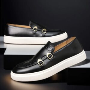 Stride Luxe Elegant Leather Loafers with Contrast Sole