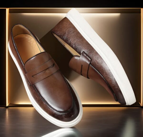 Stride Luxe Elegant Leather Loafers with Contrast Sole - Image 6