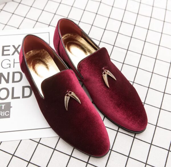 John Luxury Velvet Loafers with Gold Claw Accent - Image 3