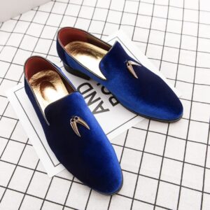John Luxury Velvet Loafers with Gold Claw Accent