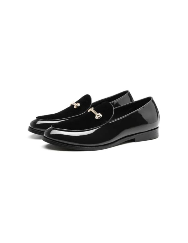 George Patent Leather Velvet Loafers with Metal Horsebit - Image 2