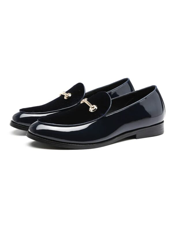 George Patent Leather Velvet Loafers with Metal Horsebit - Image 3