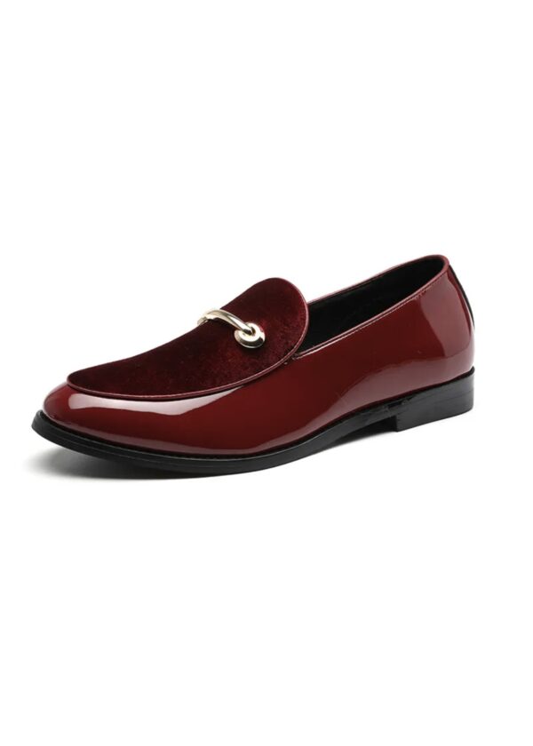 George Patent Leather Velvet Loafers with Metal Horsebit - Image 4