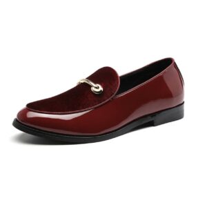 George Patent Leather Velvet Loafers with Metal Horsebit