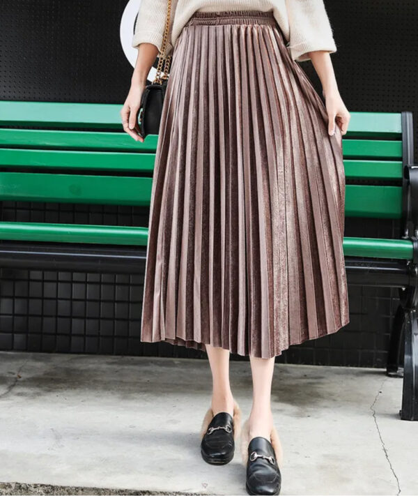 Ethereal High Waist Pleated Satin Skirt - Image 5