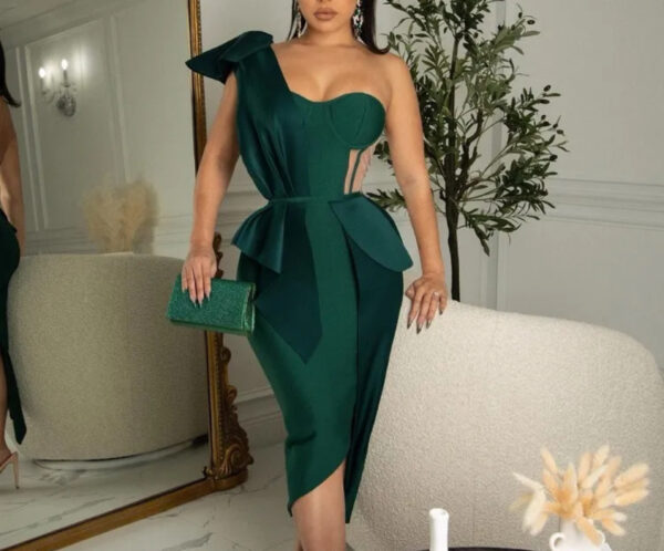 Azariah Women Sexy Solid Shoulder Party Dress - Image 5