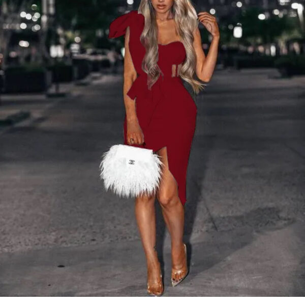 Azariah Women Sexy Solid Shoulder Party Dress - Image 6