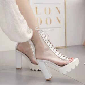 Diana Crystal Charm Transparent Lace-Up Heel