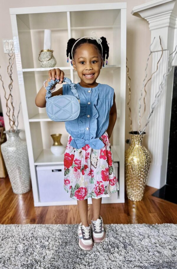 Little Ifeanyi Springtime in Bloom Denim Dress