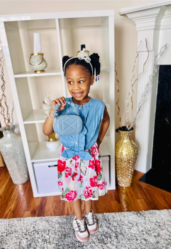 Little Ifeanyi Springtime in Bloom Denim Dress - Image 4