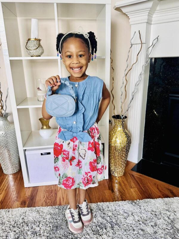 Little Ifeanyi Springtime in Bloom Denim Dress - Image 3